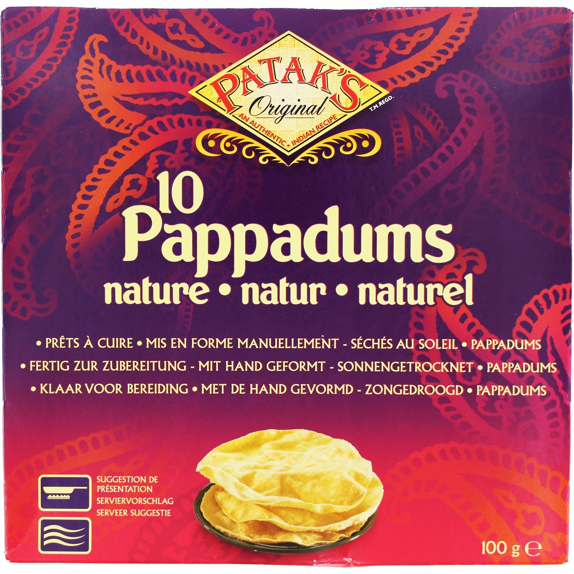 19437 Pappadums naturel 12x100 gr