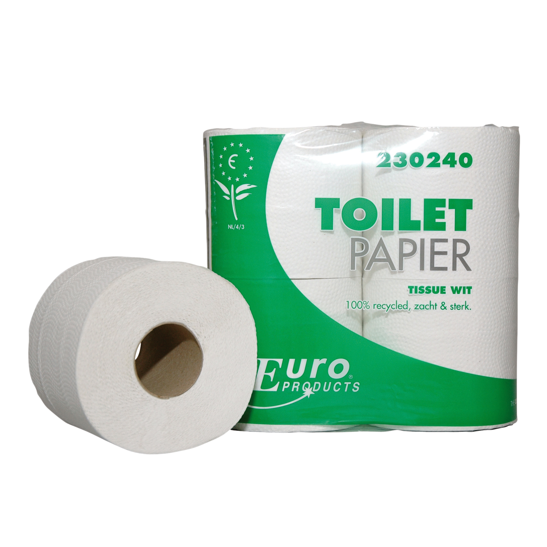 60684 Toiletpapier Euro, recycled, wit - 2 laags 10x4 st