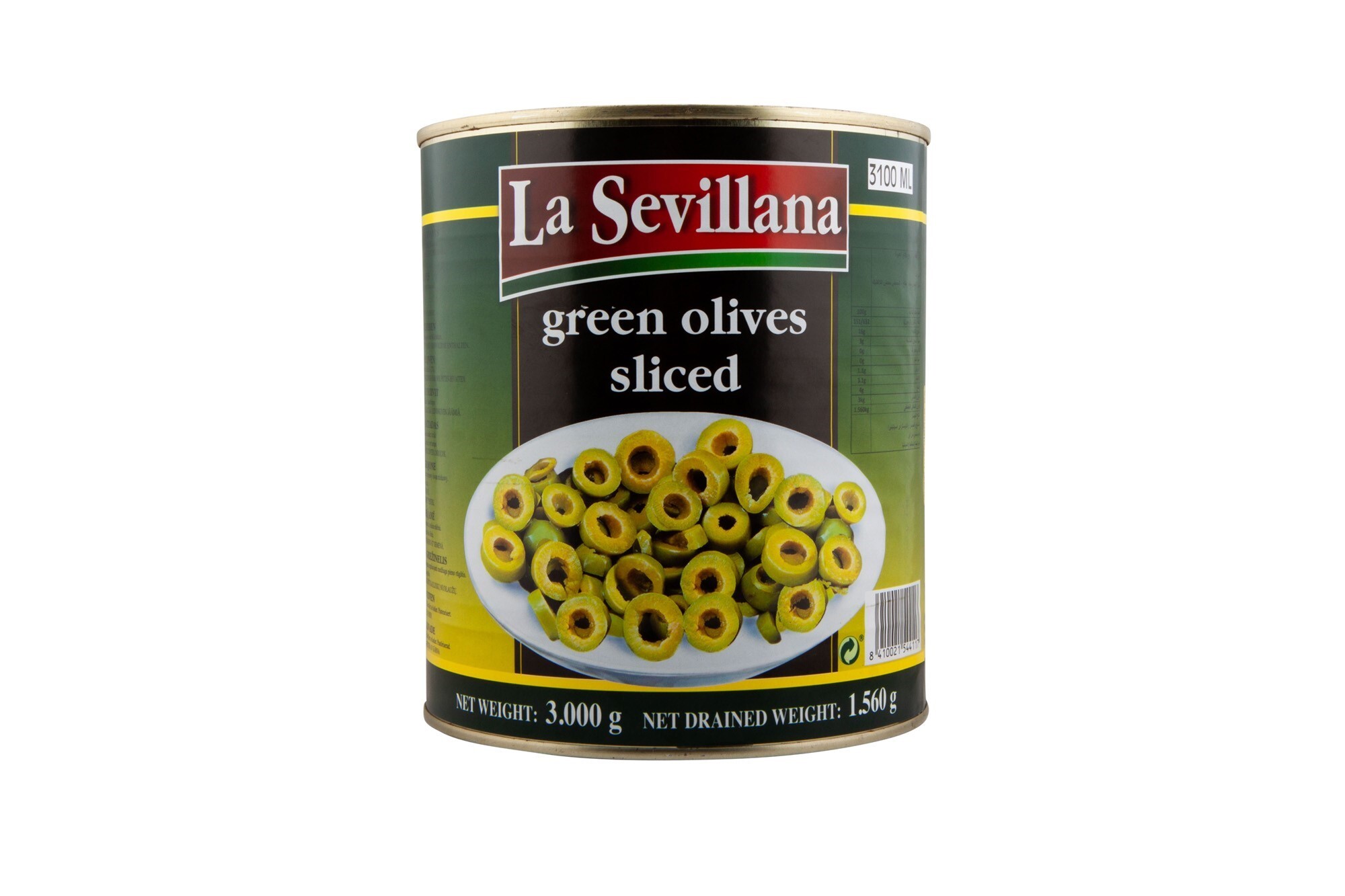 67478 Groene olijven gesneden 1x3 ltr